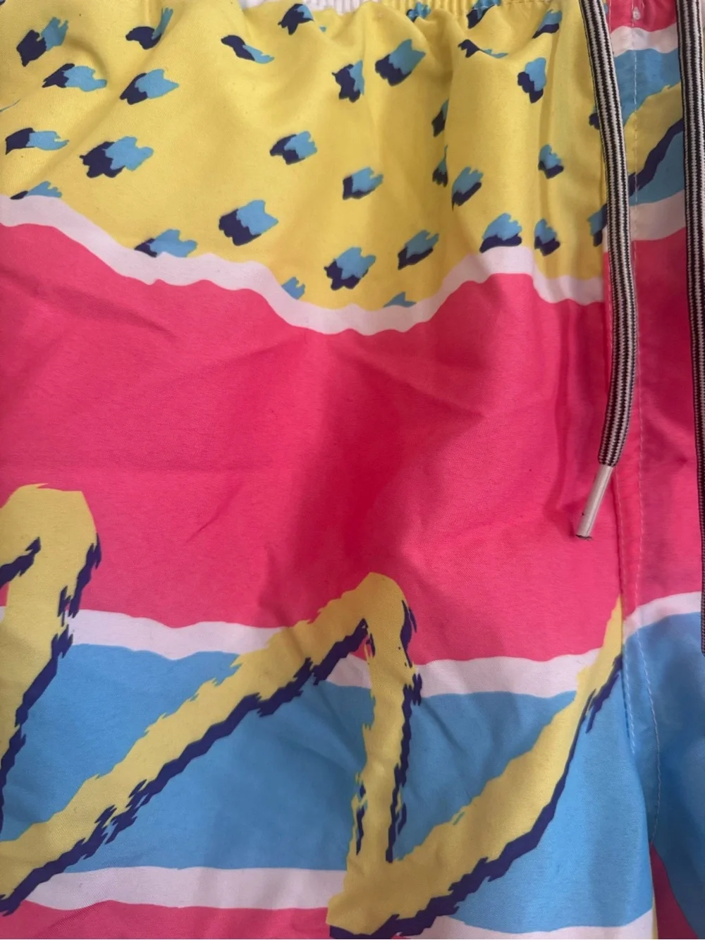 BOARDIES - Colorful Wave Print Men’s Swim Shorts - Pink/Blue/Yellow